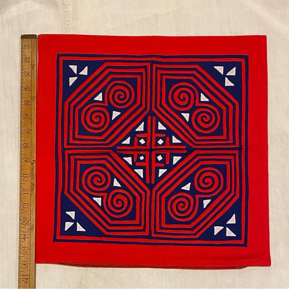 Vintage Hand Appliquéd Quilt pillow case w/ zipper Mola/Egyptian textile art - Picture 3 of 11